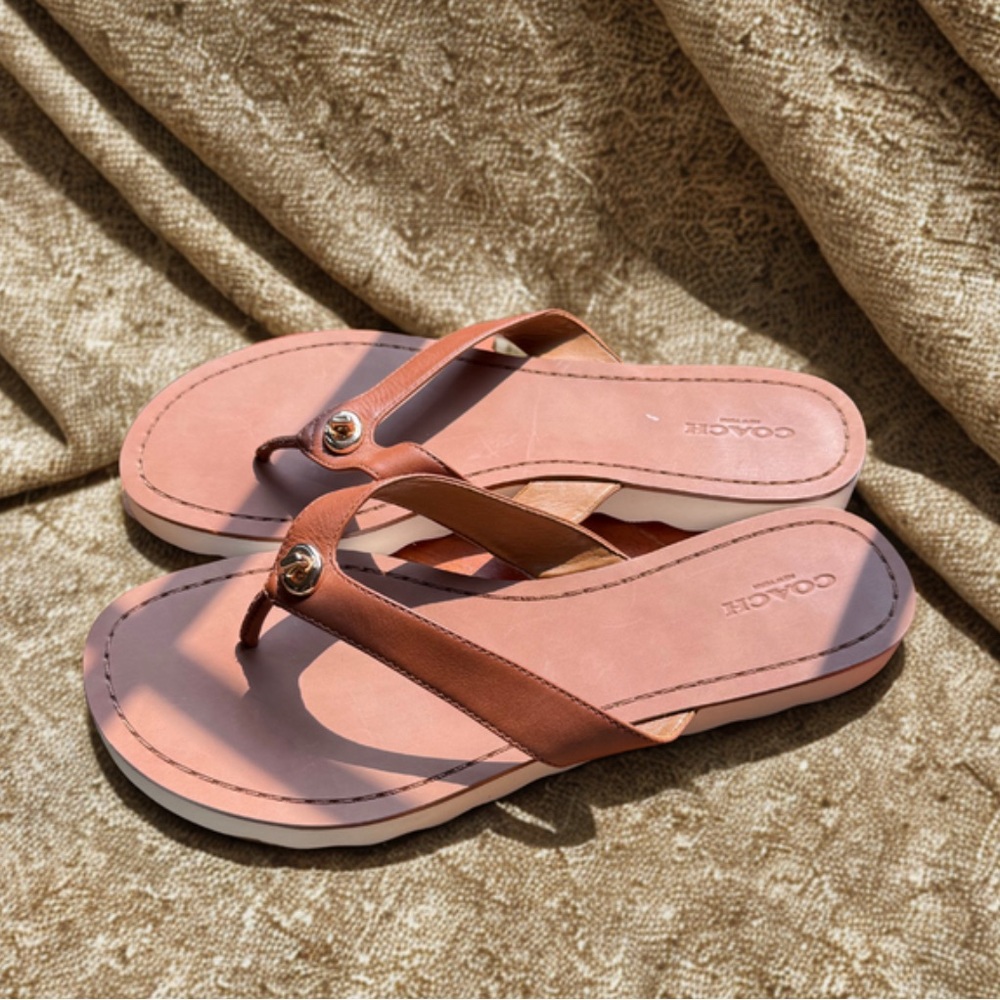 Coach Women's Brown Leather Sandals- Size 9.5 - Picture 2 of 7